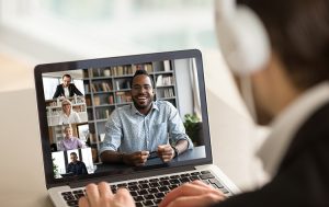 man using headset with phone