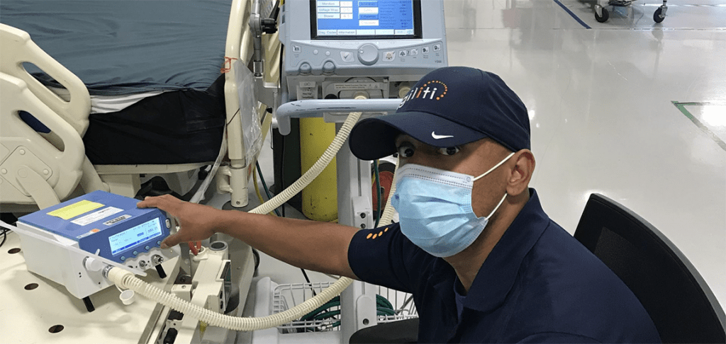 Biotechnicial technical working with medical equipment