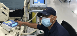Biotechnicial technical working with medical equipment