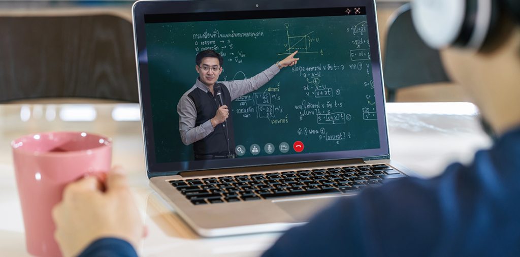 student working remotely