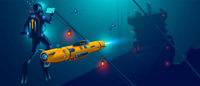 underwater drone and technician