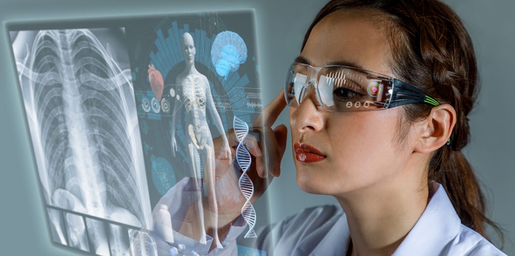 doctor looking at digital x-ray