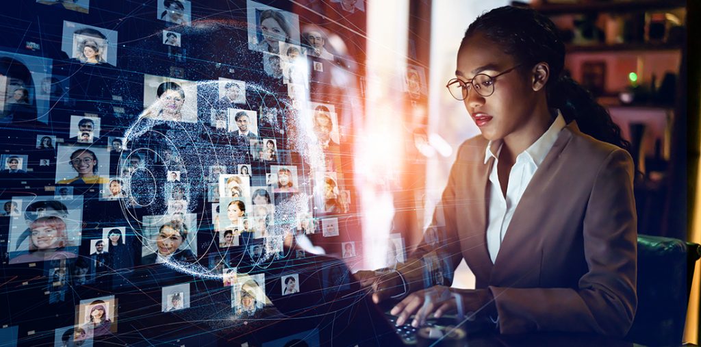 lady working on remote teaching platform