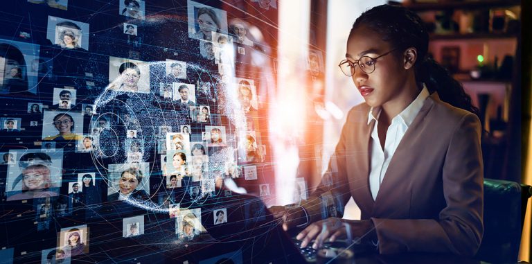 lady working on remote teaching platform